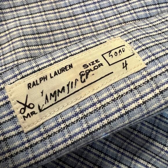 Ralph Lauren Custom Fit - Mens L L/S Button Down Oxford - Blue Gray White Plaid - Picture 6 of 13